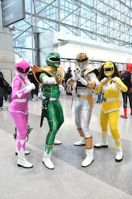 NEW YORK, NEW YORK - OCTOBER 14: Cosplayers pose as Power Rangers during New York Comic Con 2023 - Day 3 at Javits Center on October 14, 2023 in New York City. (Photo by Craig Barritt/Getty Images for ReedPop)